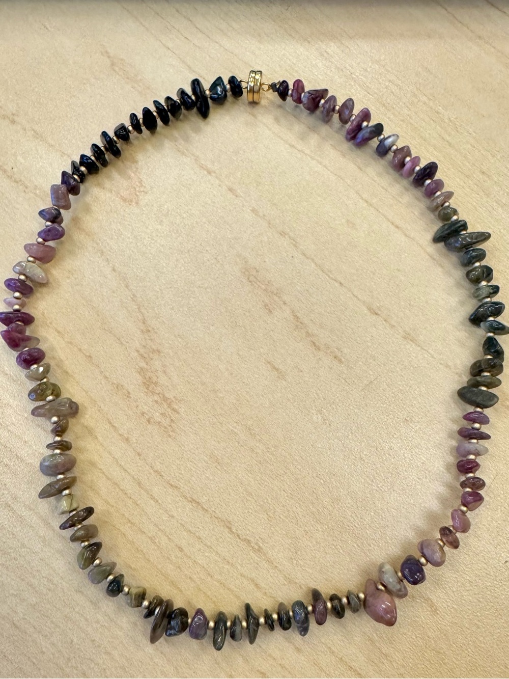 Multicolor Tourmaline Chip Necklace - Natural Stone Accent